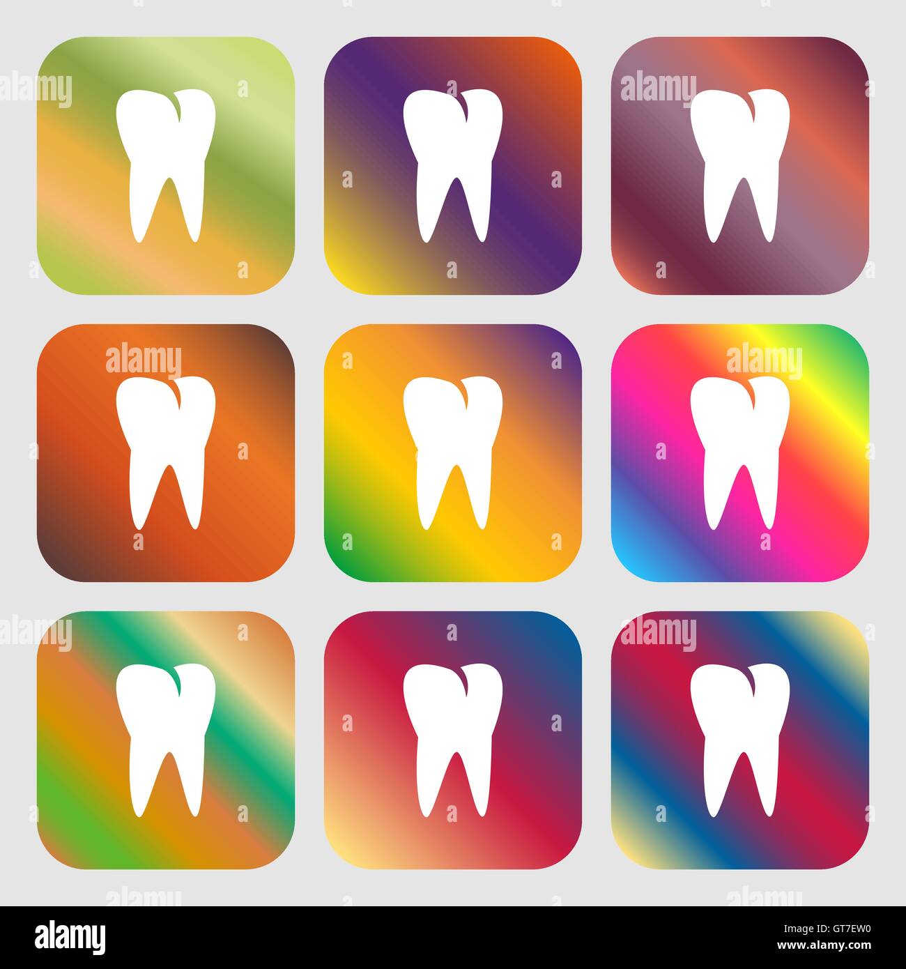 tooth icon . Nine buttons with bright gradients for beautiful design ...