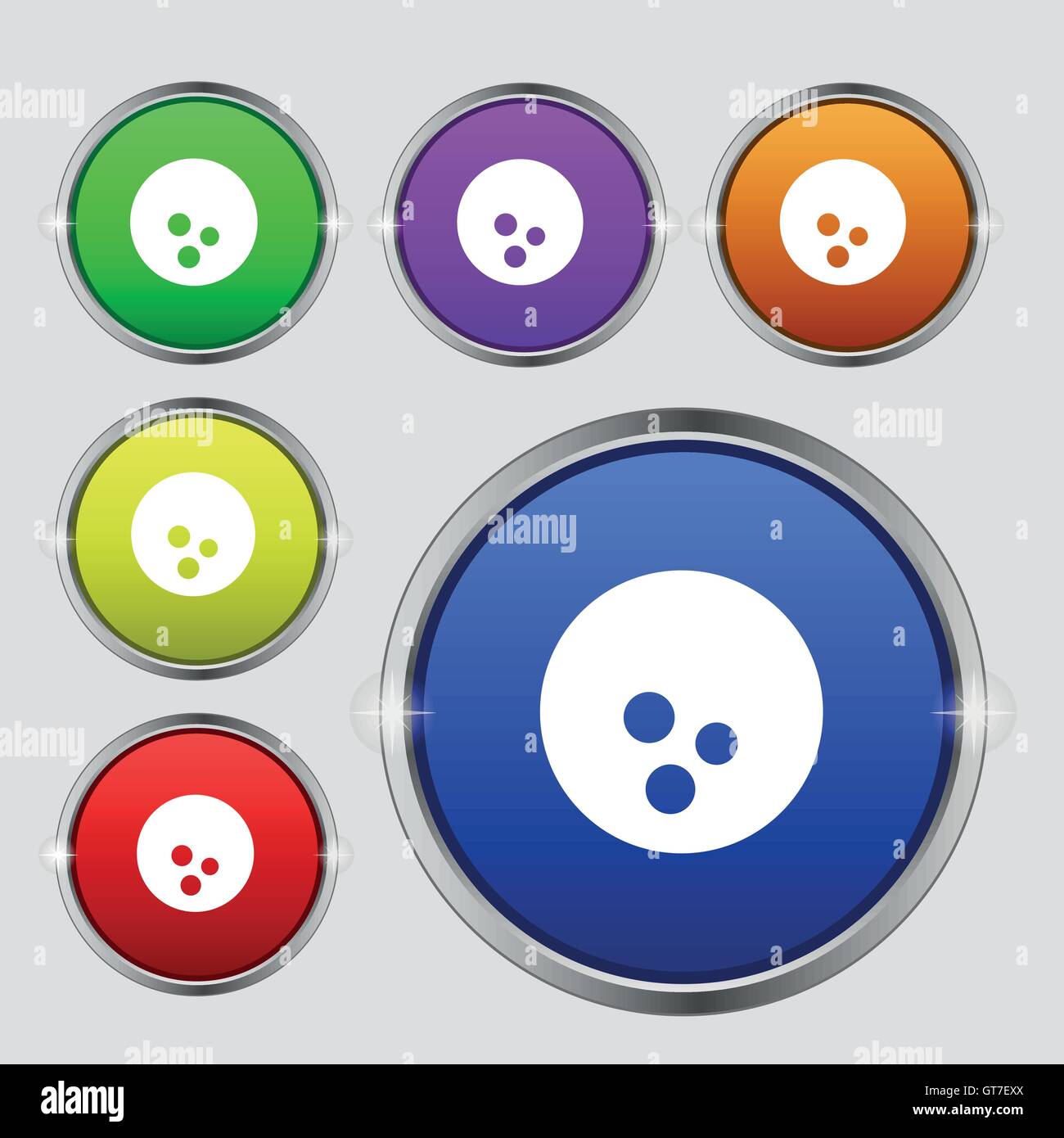 Bowling icon sign. Round symbol on bright colourful buttons. Vector ...