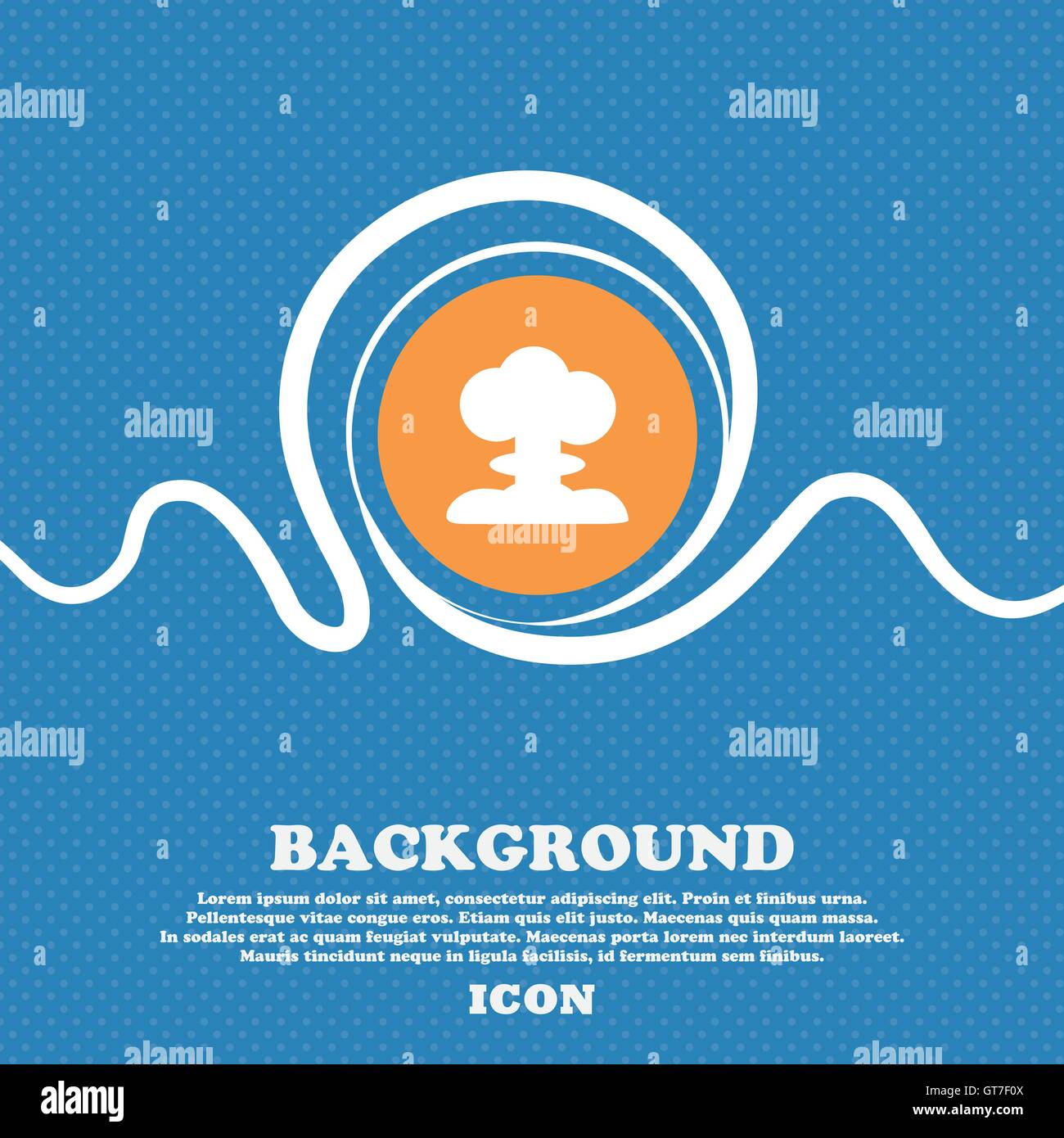 Explosion Icon sign. Blue and white abstract background flecked with space for text and your design. Vector Stock Vector