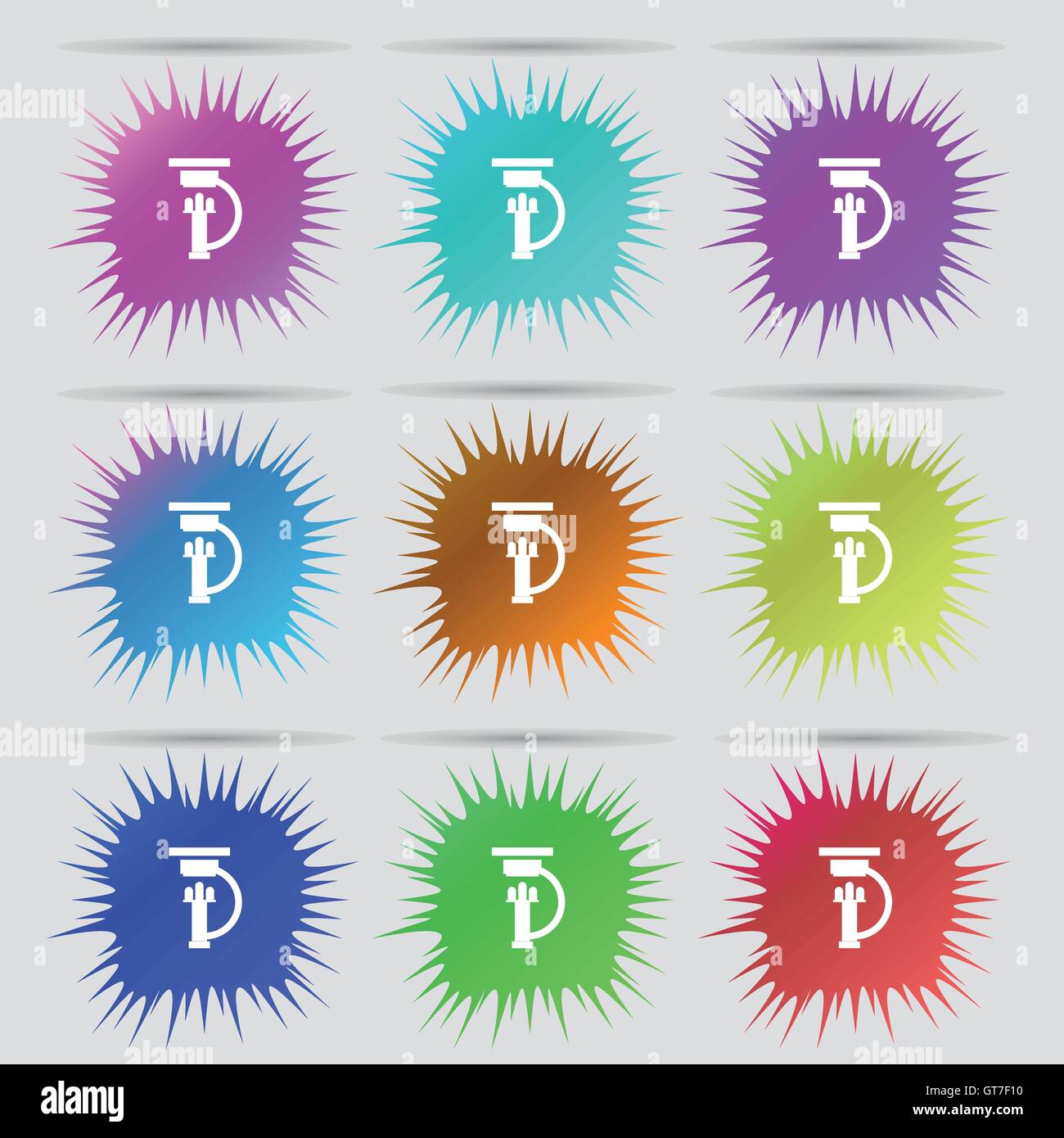 Microscope icon sign. A set of nine original needle buttons. Vector ...