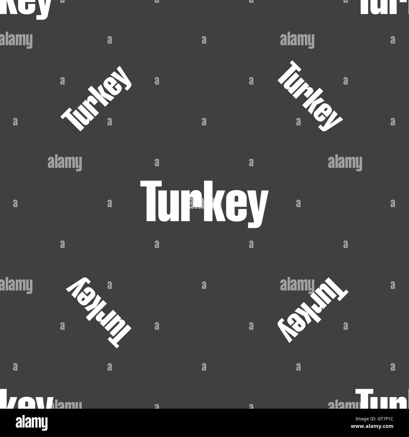 Turkey sign. Seamless pattern on a gray background. Vector Stock Vector