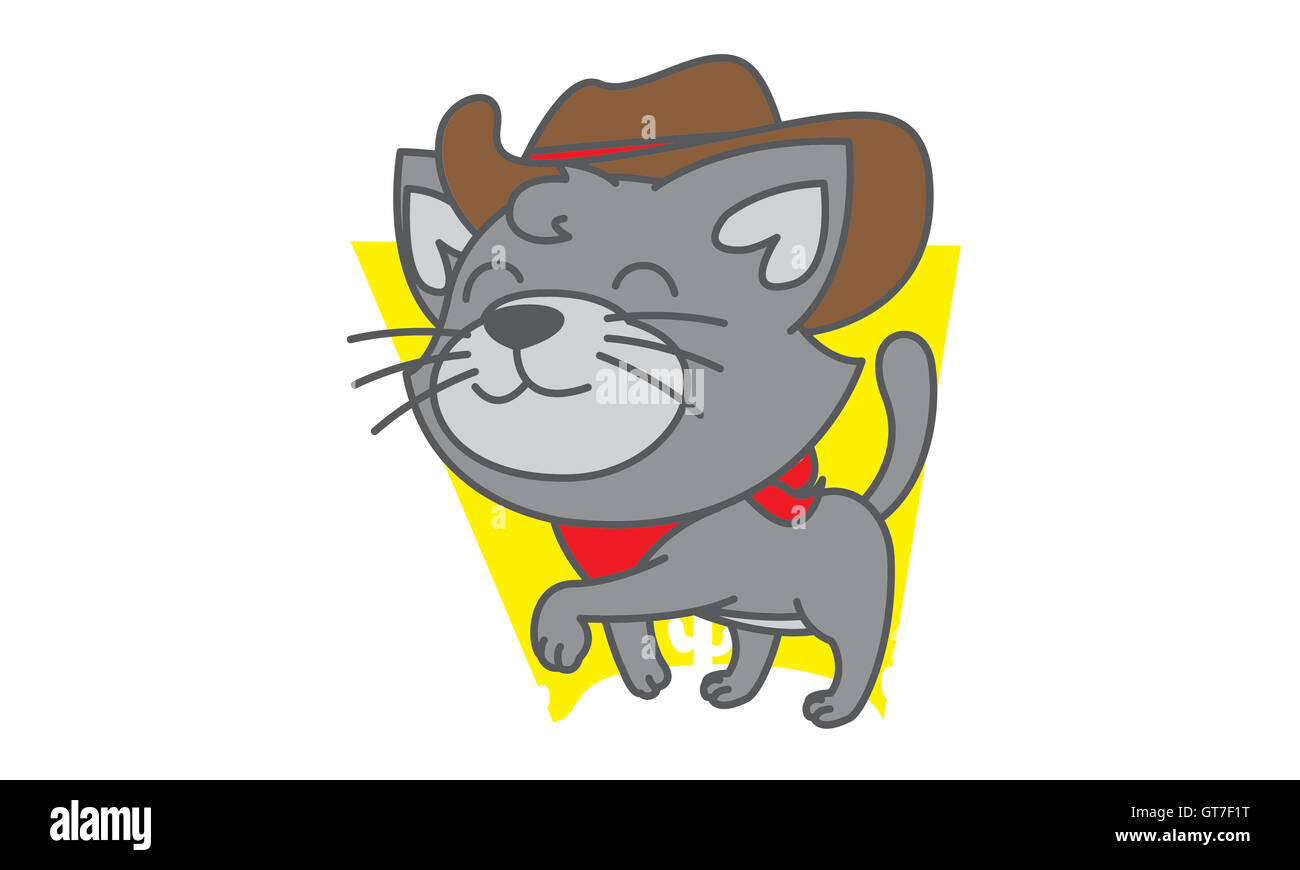 Cowboy cat of vector art Stock Photo - Alamy