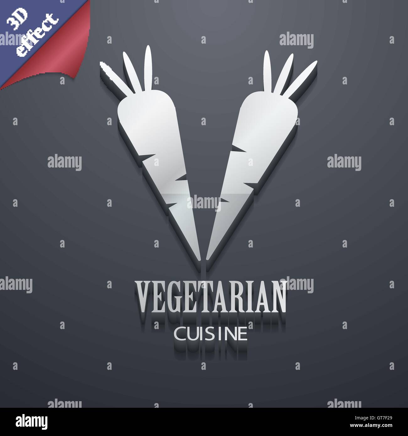 vegetarian cuisine icon symbol. 3D style. Trendy, modern design with ...