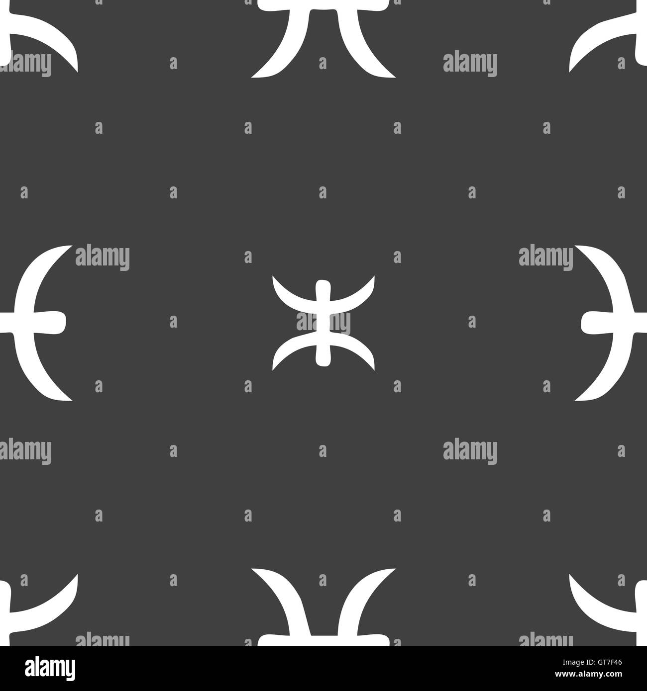 Pisces zodiac sign sign. Seamless pattern on a gray background. Vector ...
