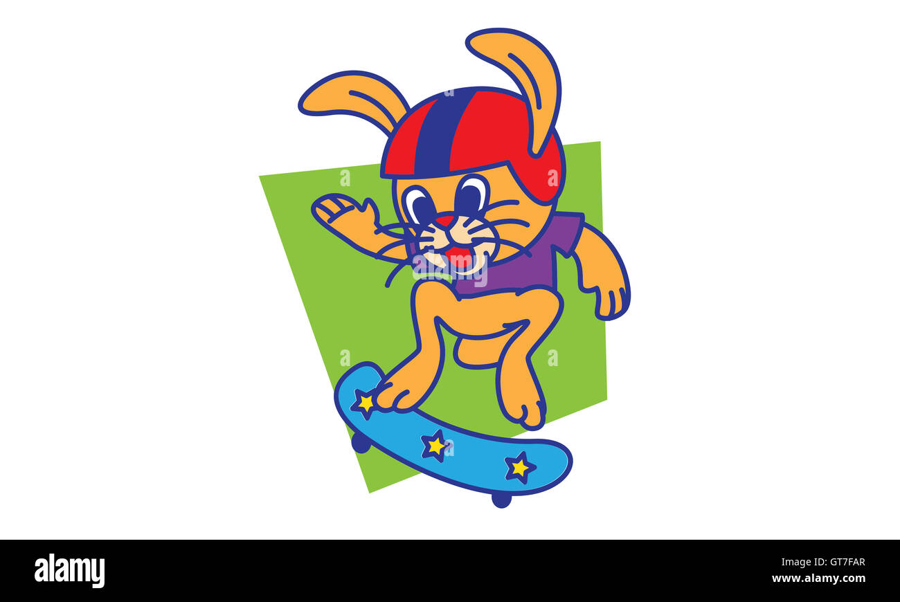 Rabbit playing skateboard of vector Stock Photo Alamy