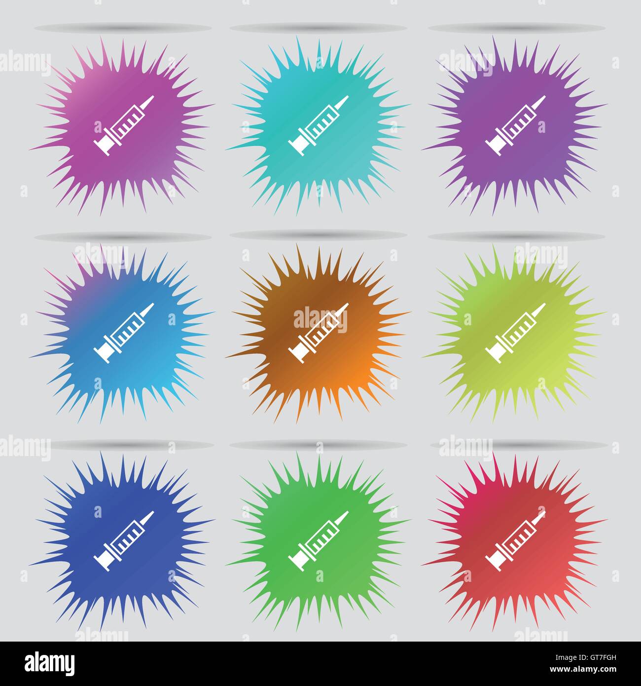 Syringe icon sign. A set of nine original needle buttons. Vector Stock ...