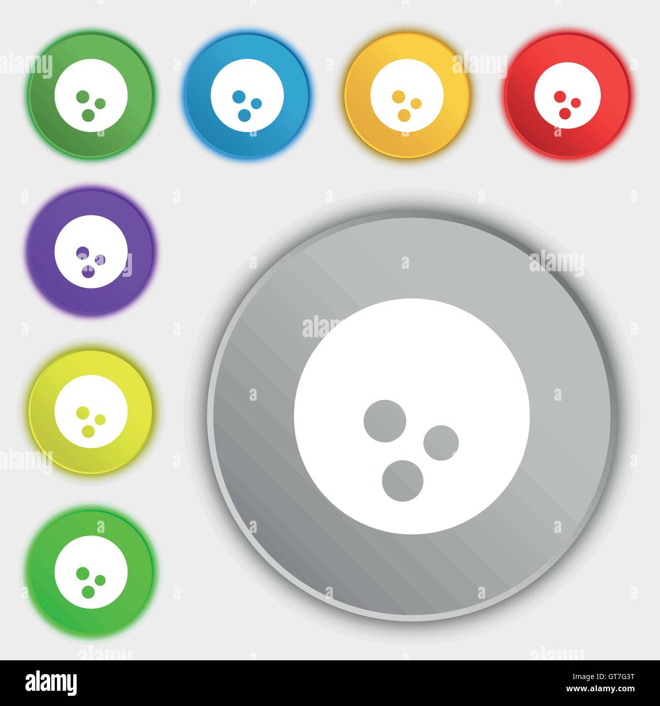 Bowling icon sign. Symbol on eight flat buttons. Vector Stock Vector ...