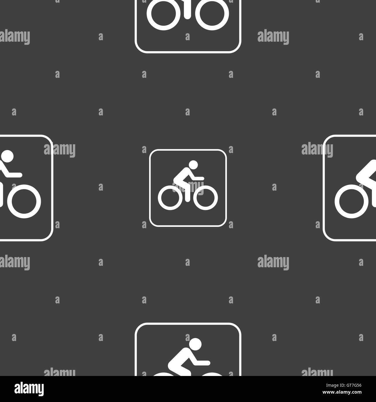 Cyclist sign. Seamless pattern on a gray background. Vector Stock Vector