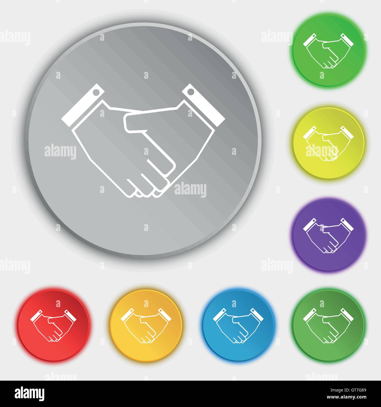 Handshake icon sign. Symbol on eight flat buttons. Vector Stock Vector ...