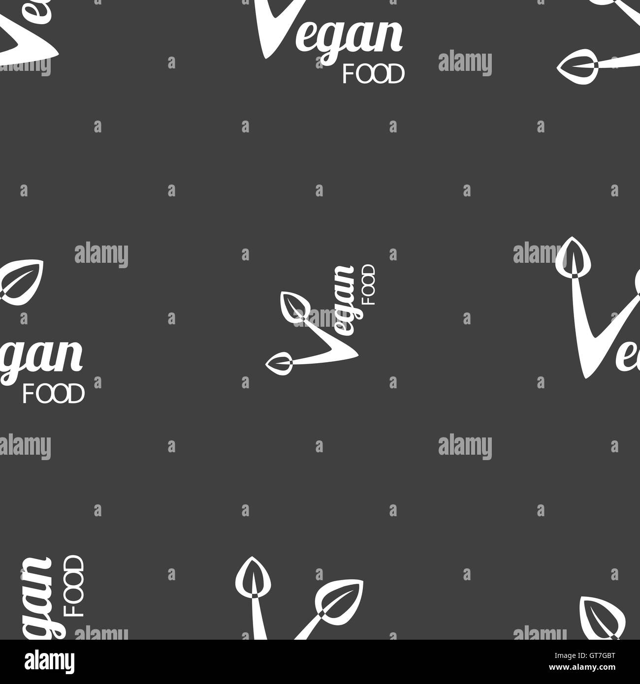 Vegan food graphic design sign. Seamless pattern on a gray background. Vector Stock Vector