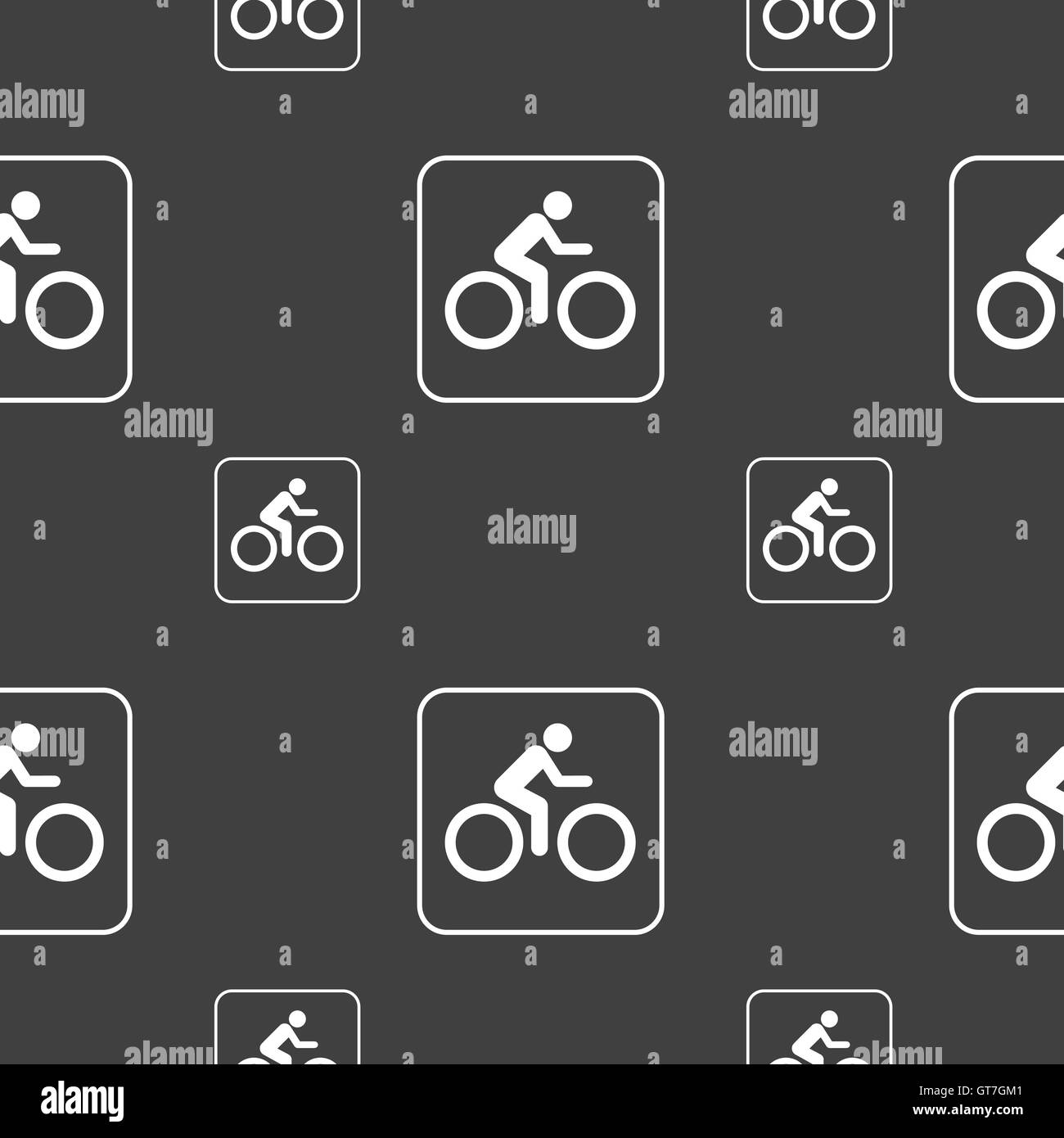 Cyclist sign. Seamless pattern on a gray background. Vector Stock Vector