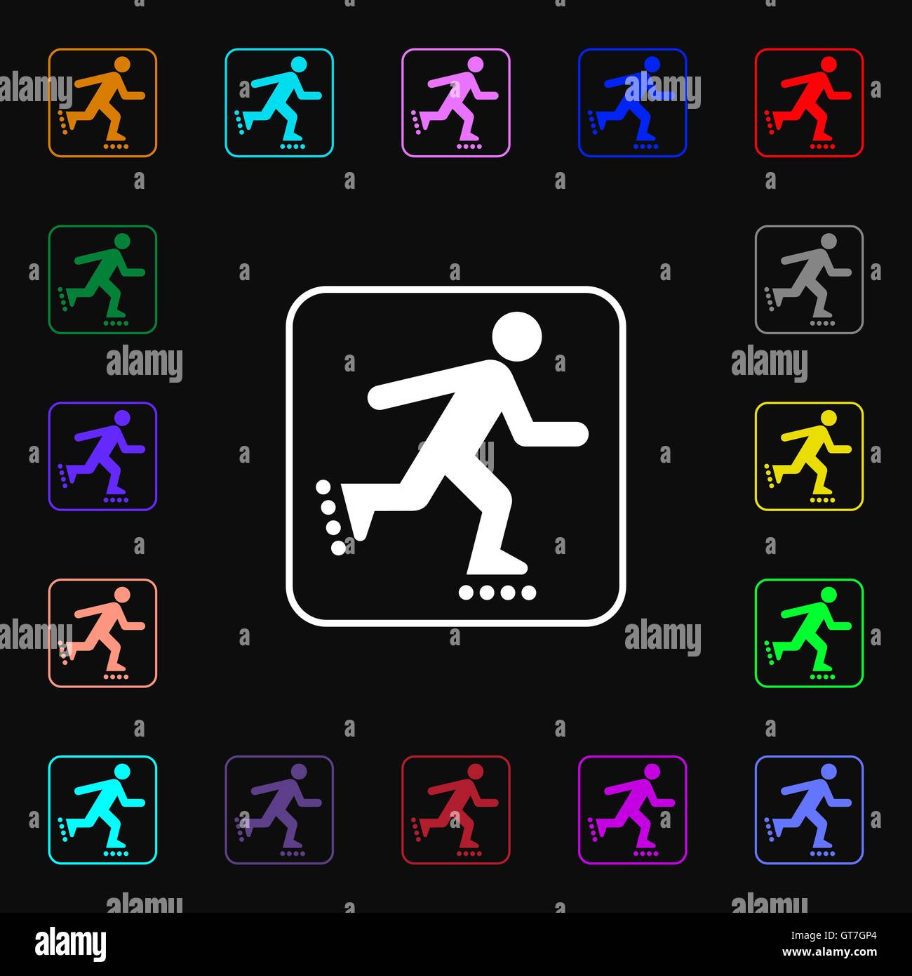 roller skating icon sign. Lots of colorful symbols for your design