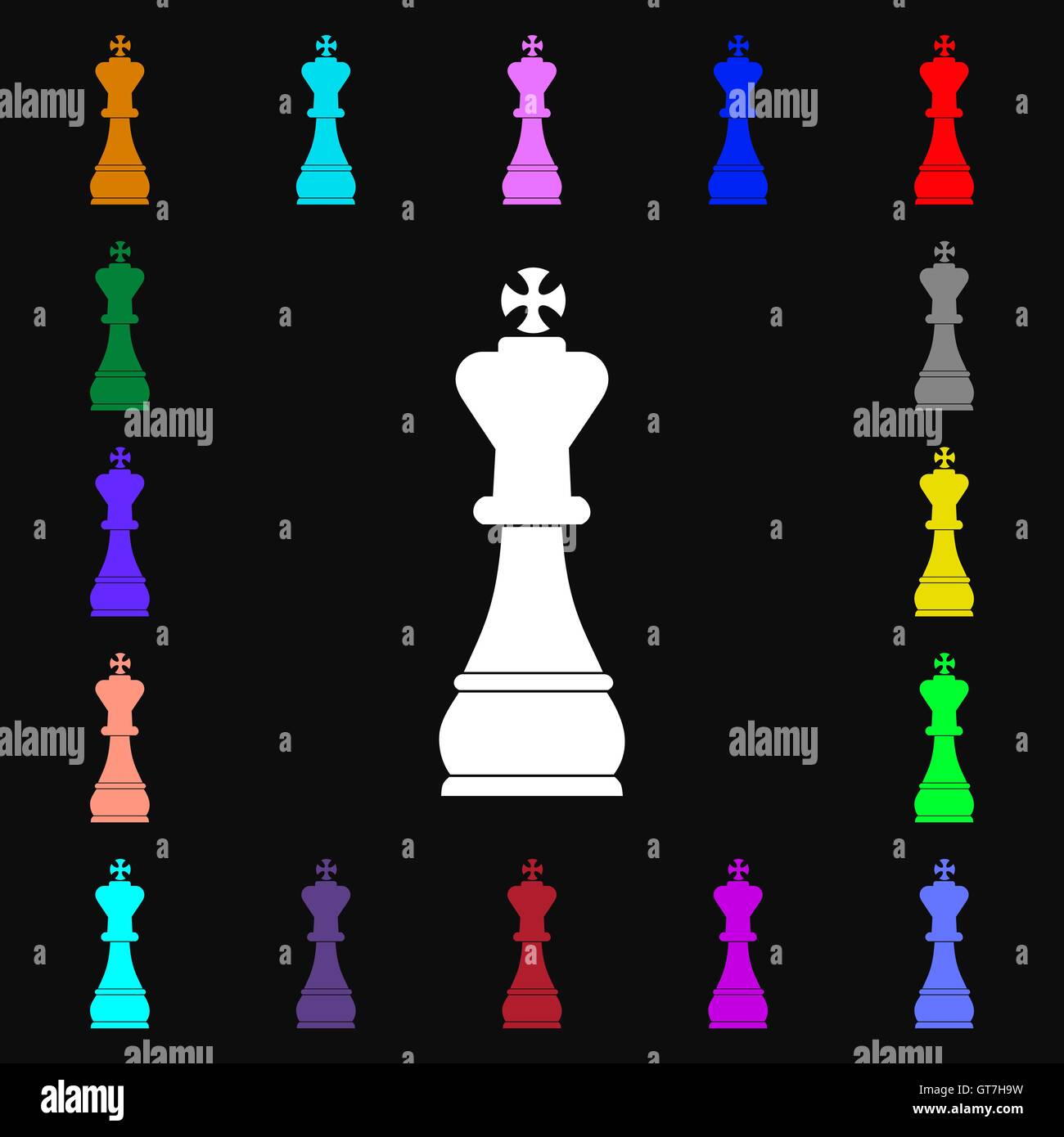 Chess king icon sign. Lots of colorful symbols for your design. Vector Stock Vector