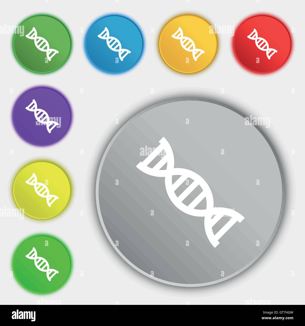 DNA icon sign. Symbol on eight flat buttons. Vector Stock Vector Image ...