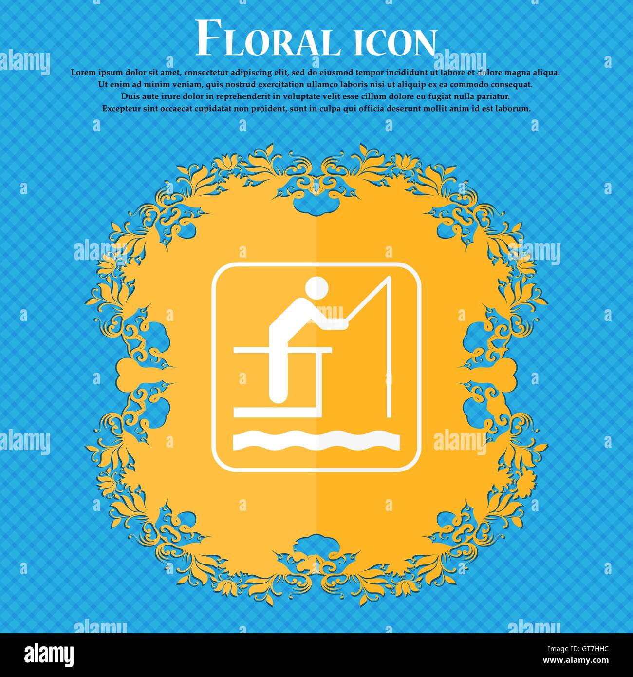 fishing icon. Floral flat design on a blue abstract background with place  for your text. Vector Stock Vector Image & Art - Alamy