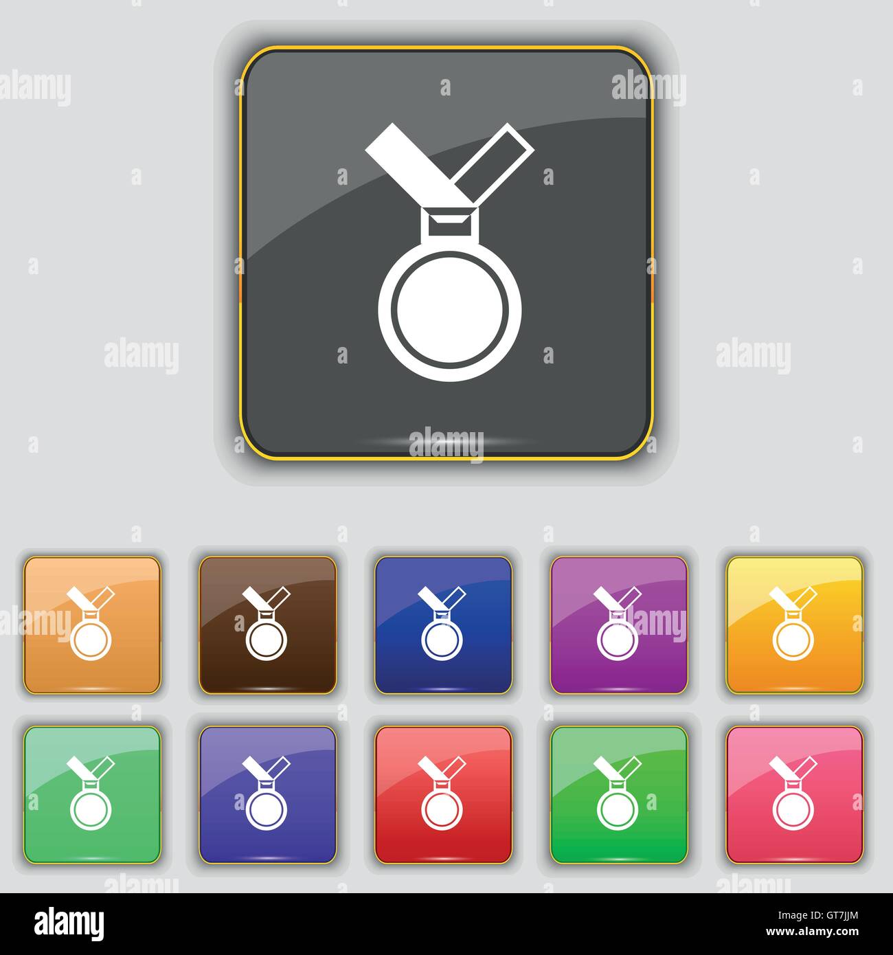 medal icon sign. Set with eleven colored buttons for your site. Vector ...