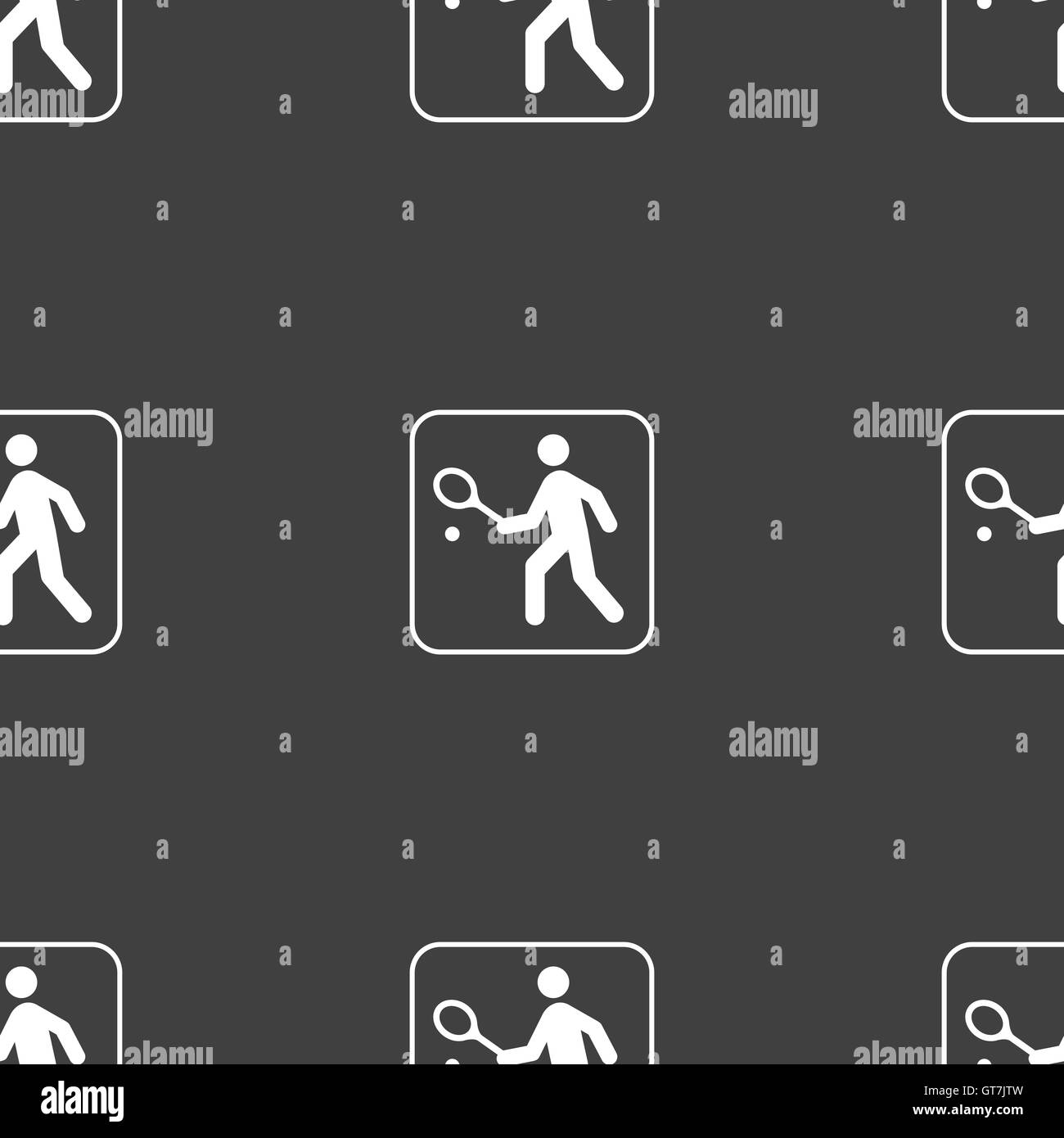 Tennis player sign. Seamless pattern on a gray background. Vector Stock ...