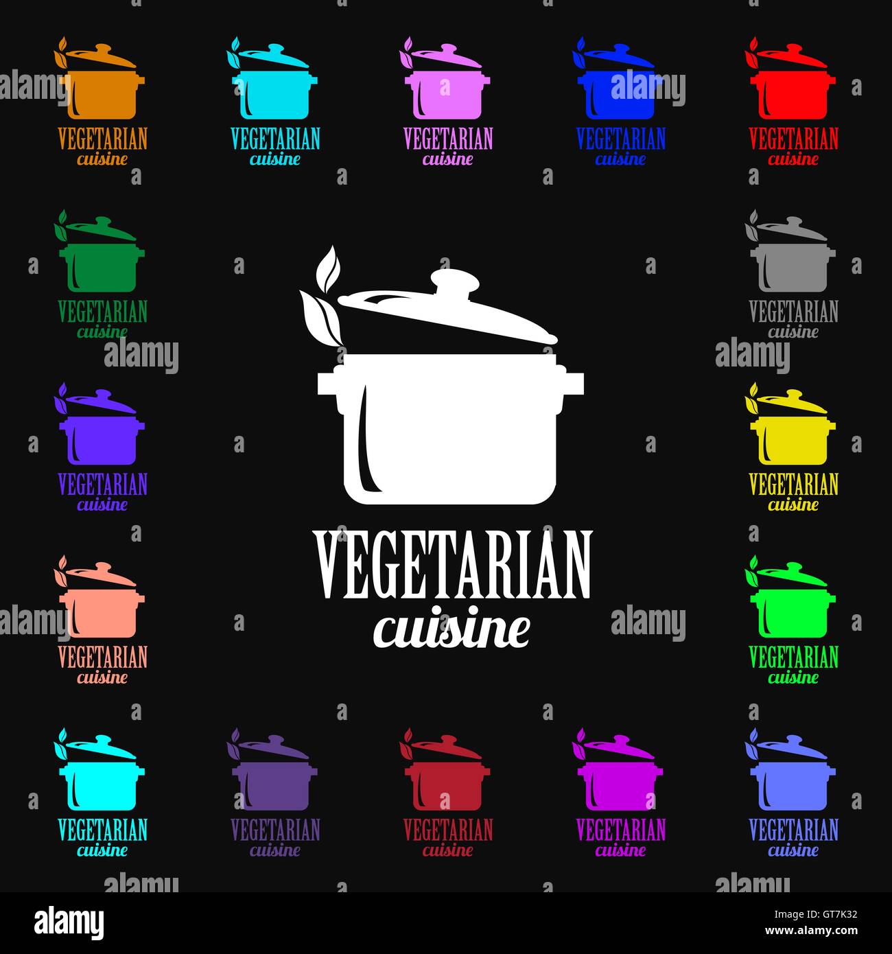vegetarian cuisine icon sign. Lots of colorful symbols for your design ...