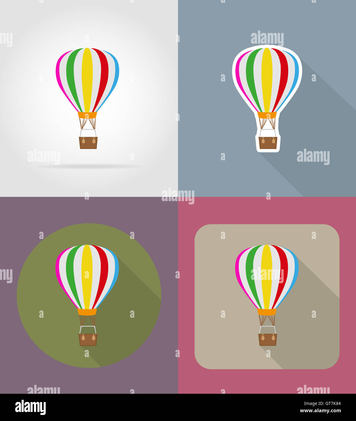 air balloon flat icons illustration isolated on background Stock Photo ...