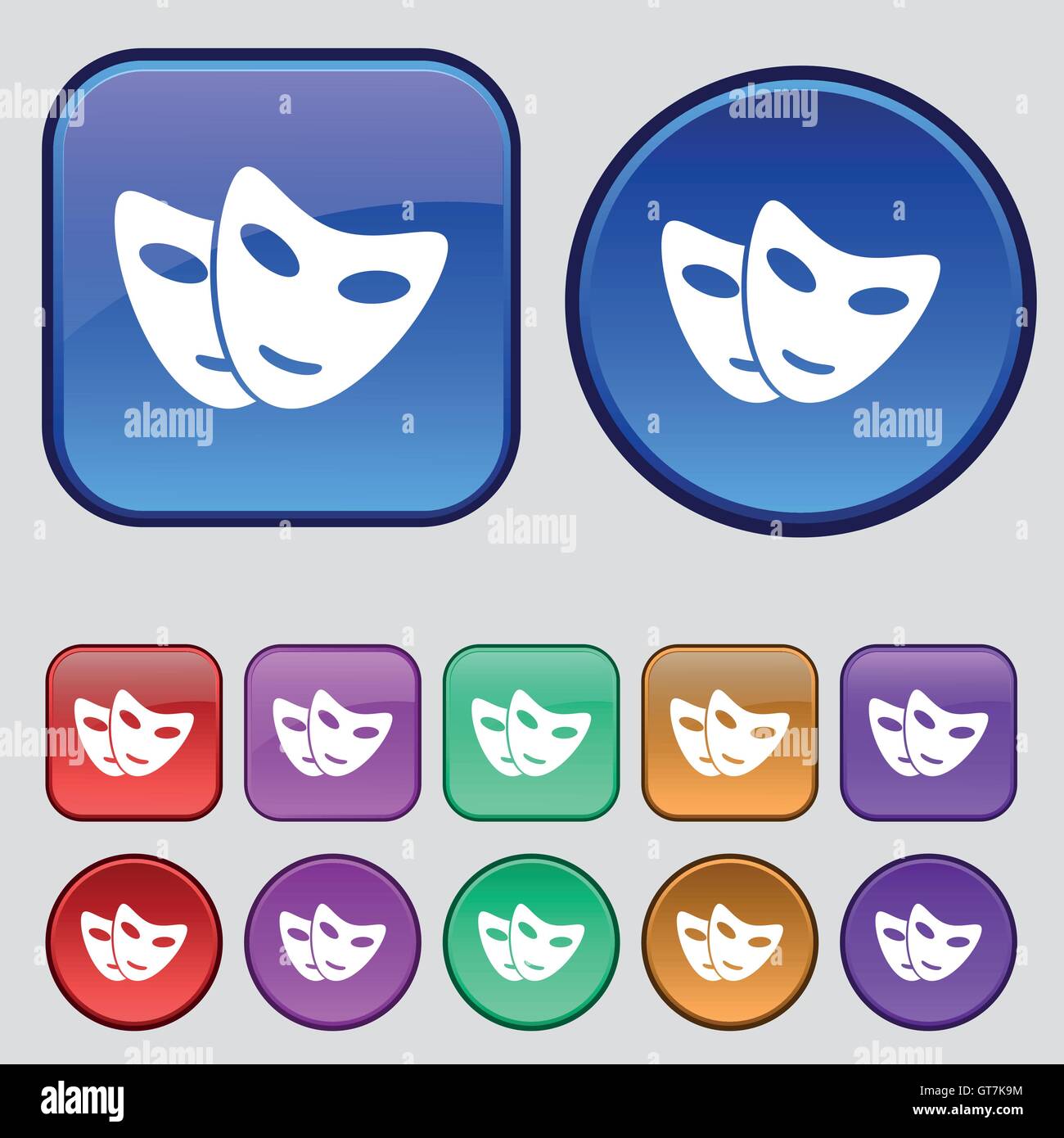 mask icon sign. A set of twelve vintage buttons for your design. Vector ...
