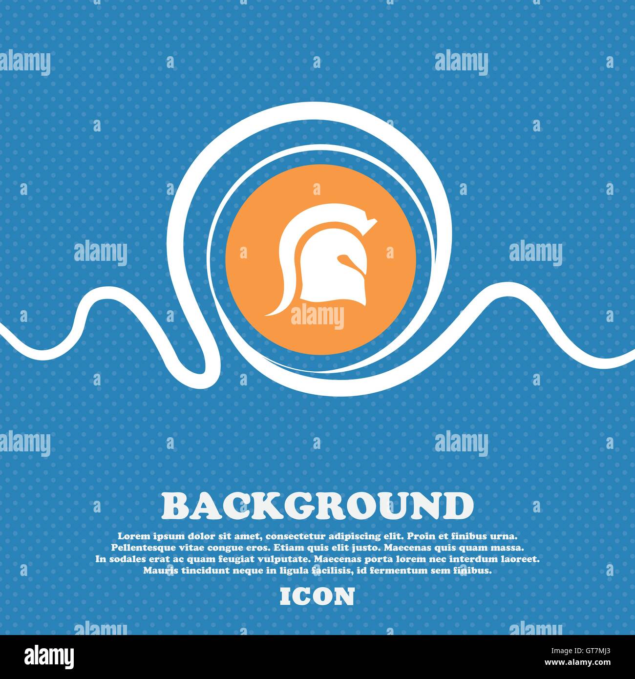 Spartan Helmet icon sign. Blue and white abstract background flecked with space for text and your design. Vector Stock Vector