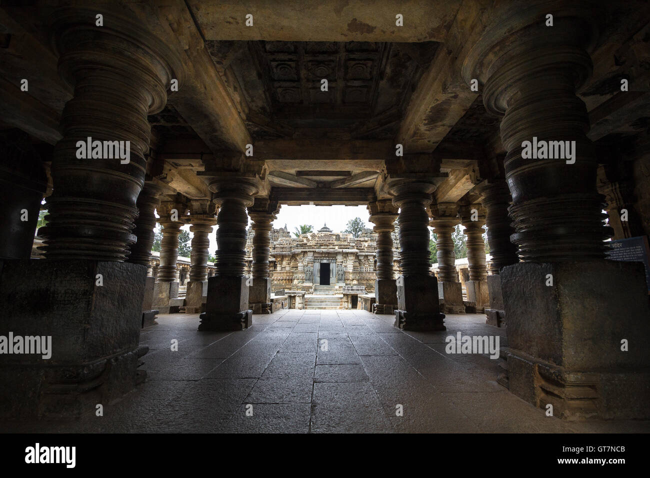 View of Chennakesava temple at Somanathapur from entrance porch. Mysore, Karnataka, India, Asia. Stock Photo
