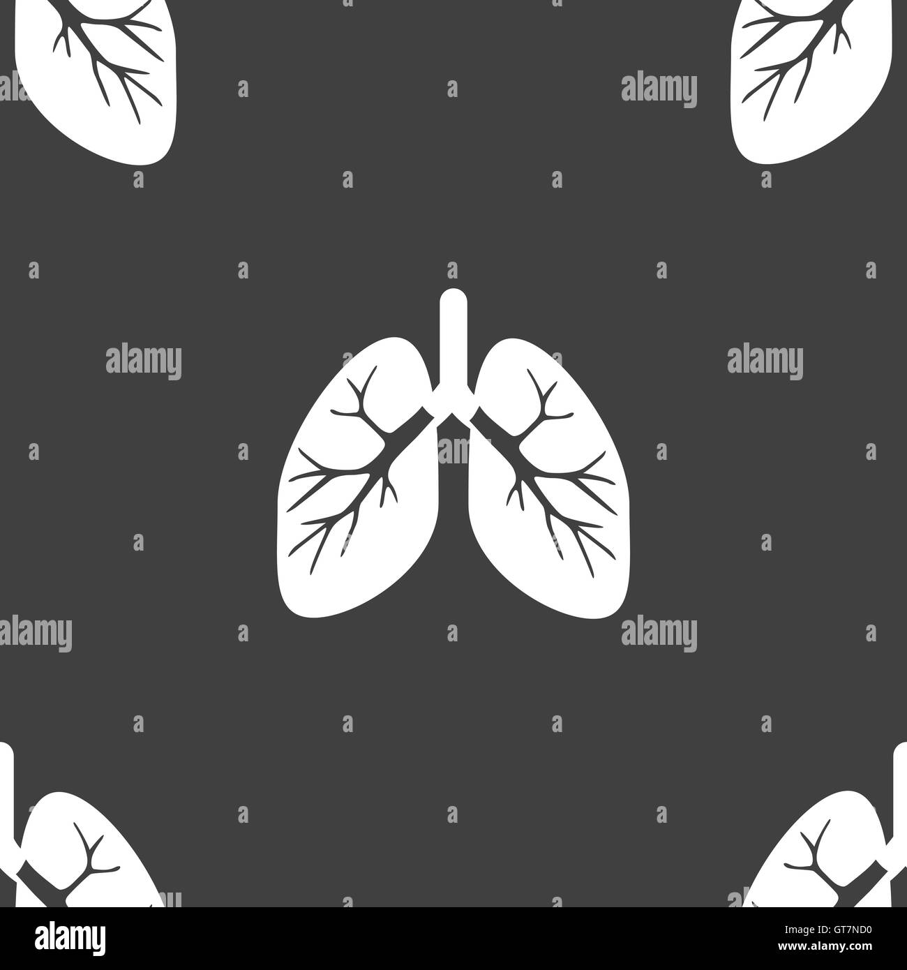 Lungs sign. Seamless pattern on a gray background. Vector Stock Vector
