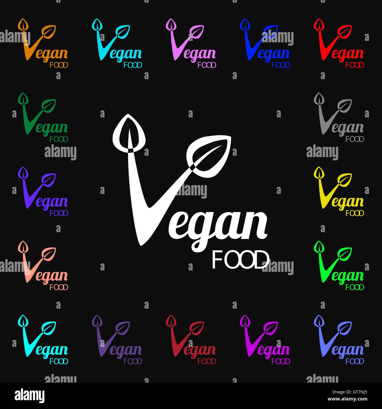 Vegan food graphic design icon sign. Lots of colorful symbols for your design. Vector Stock
