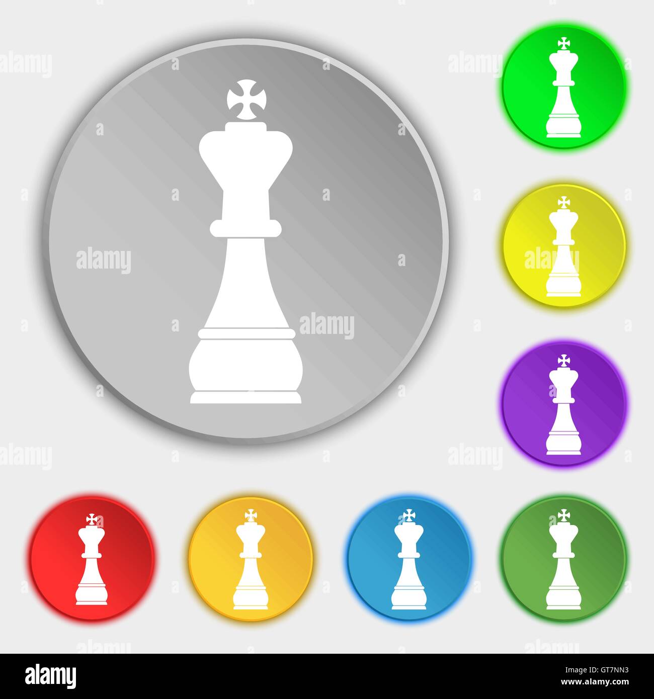Chess king icon sign. Symbol on eight flat buttons. Vector Stock Vector