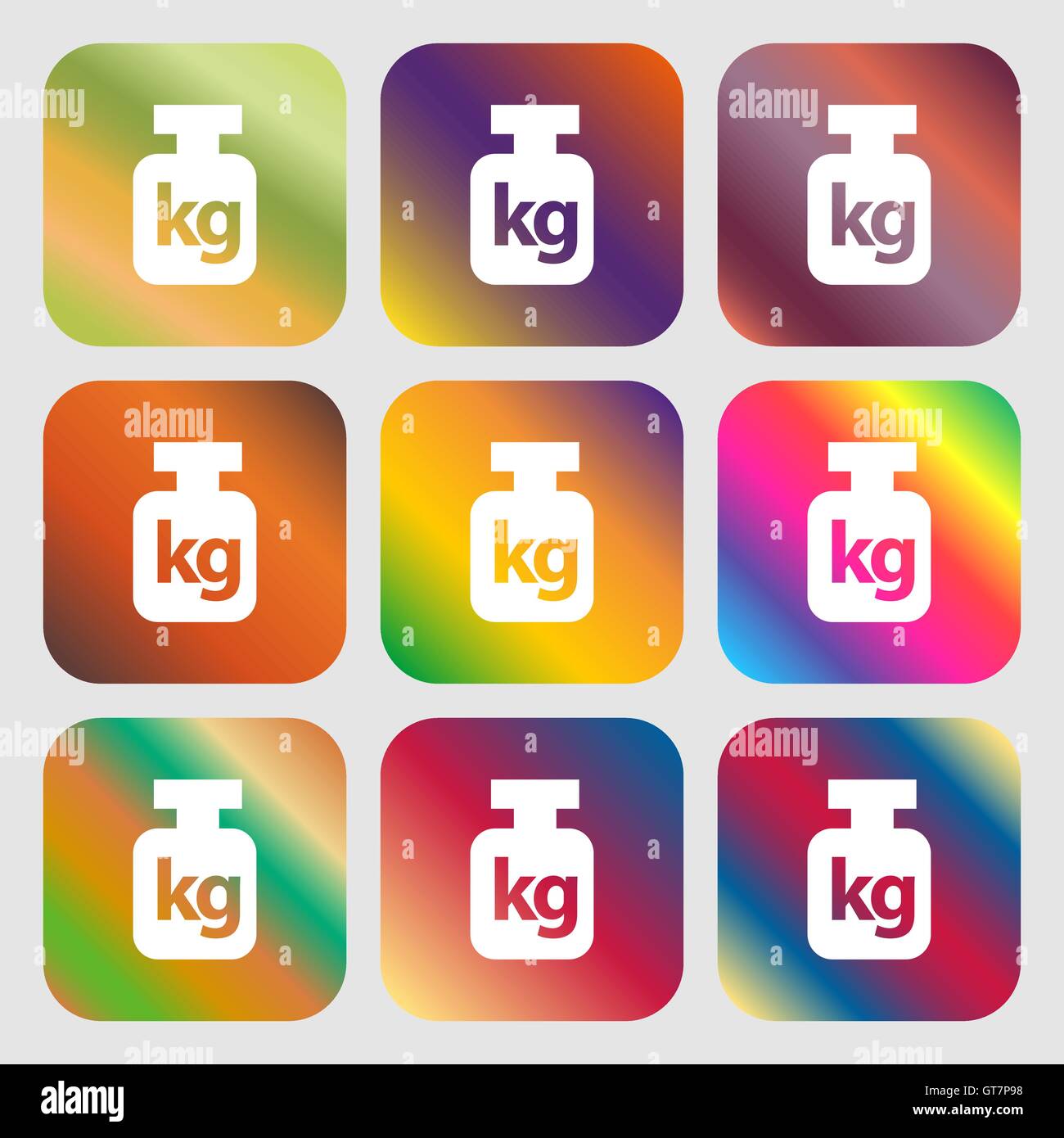 Weight sign icon . Nine buttons with bright gradients for beautiful ...