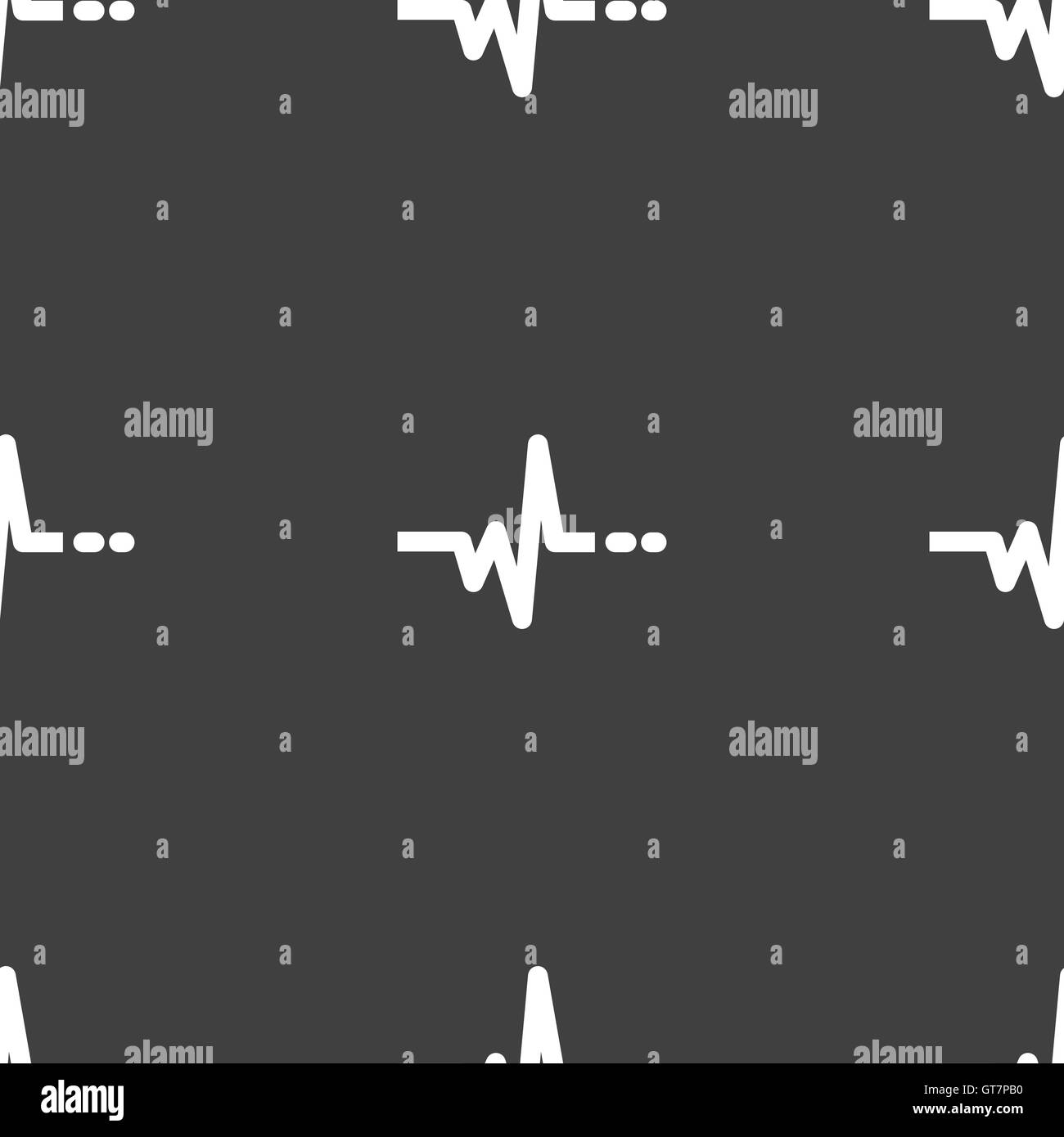 pulse sign. Seamless pattern on a gray background. Vector Stock Vector