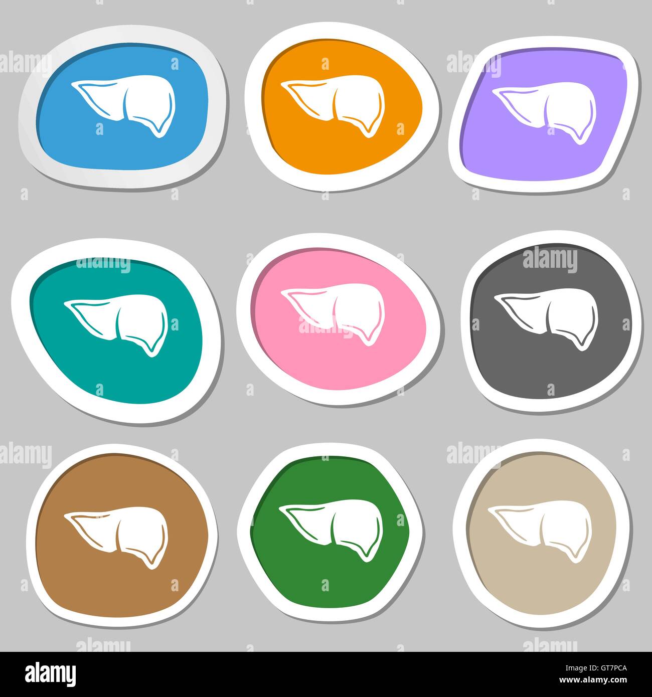 Liver symbols. Multicolored paper stickers. Vector Stock Vector Image & Art Alamy