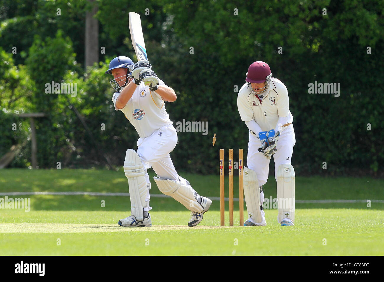 R Smith Of Ardleigh Green Is Bowled Out By R Bhome Fives Stock Photo Alamy