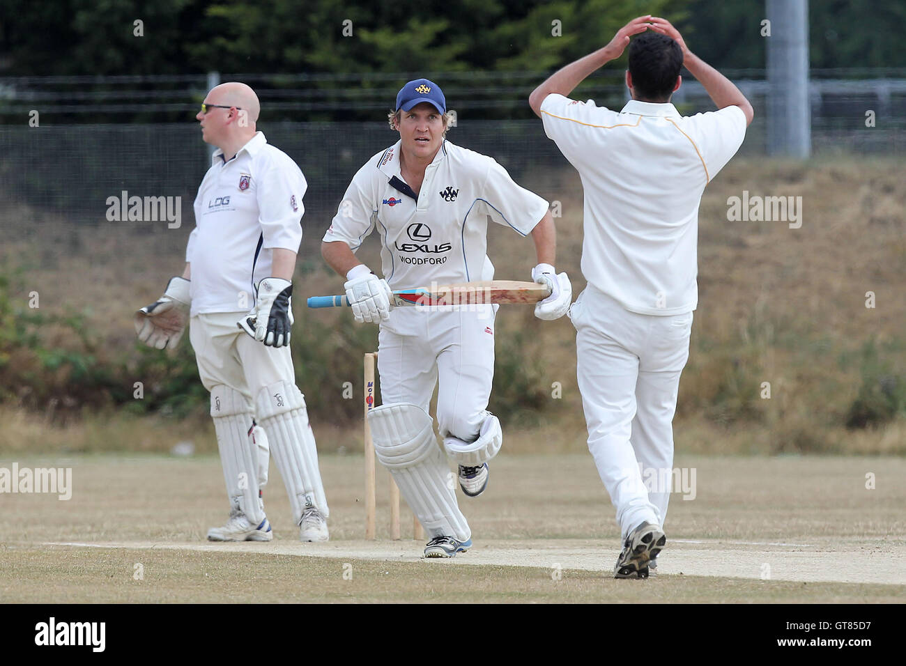 Another run for A Baars of Woodford Wells - Hainault & Clayhall CC vs Woodford Wells CC - Essex Cricket League - 13/07/13 Stock Photo