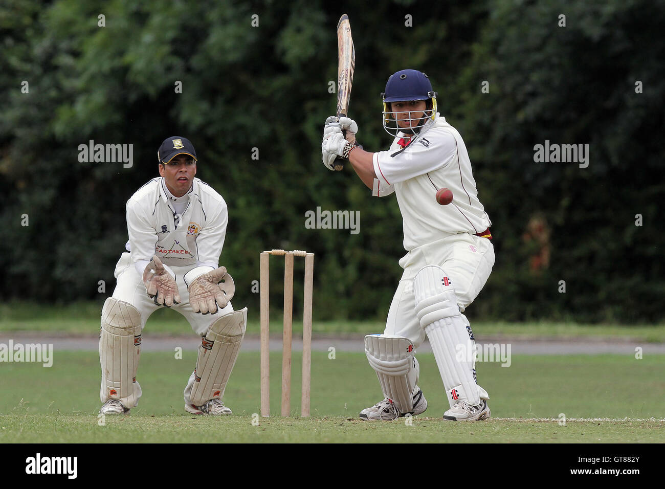 Hornchurch Athletic CC (fielding) vs Barking CC - Essex Cricket League - 09/07/11 - contact@tgsphoto.co.uk Stock Photo