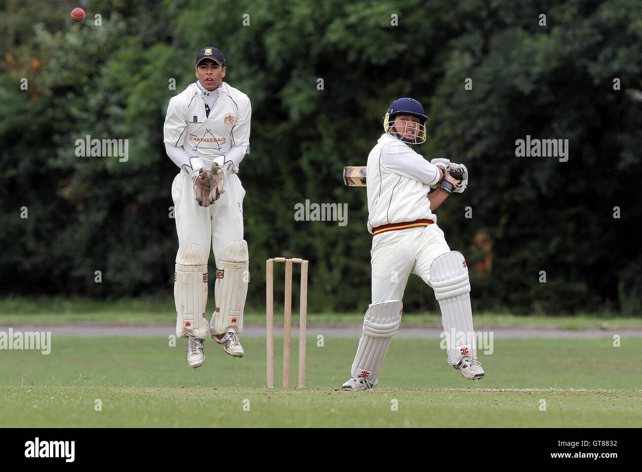 Hornchurch Athletic CC (fielding) vs Barking CC - Essex Cricket League - 09/07/11 - contact@tgsphoto.co.uk Stock Photo