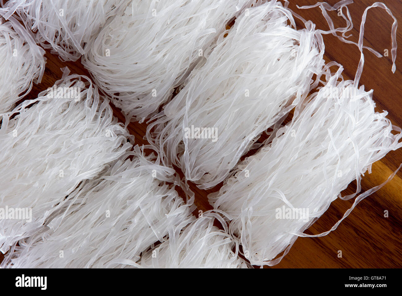 Mung bean vermicelli or cellophane noodles, a transparent thread-like noodle made from dried mung bean paste for use in traditio Stock Photo