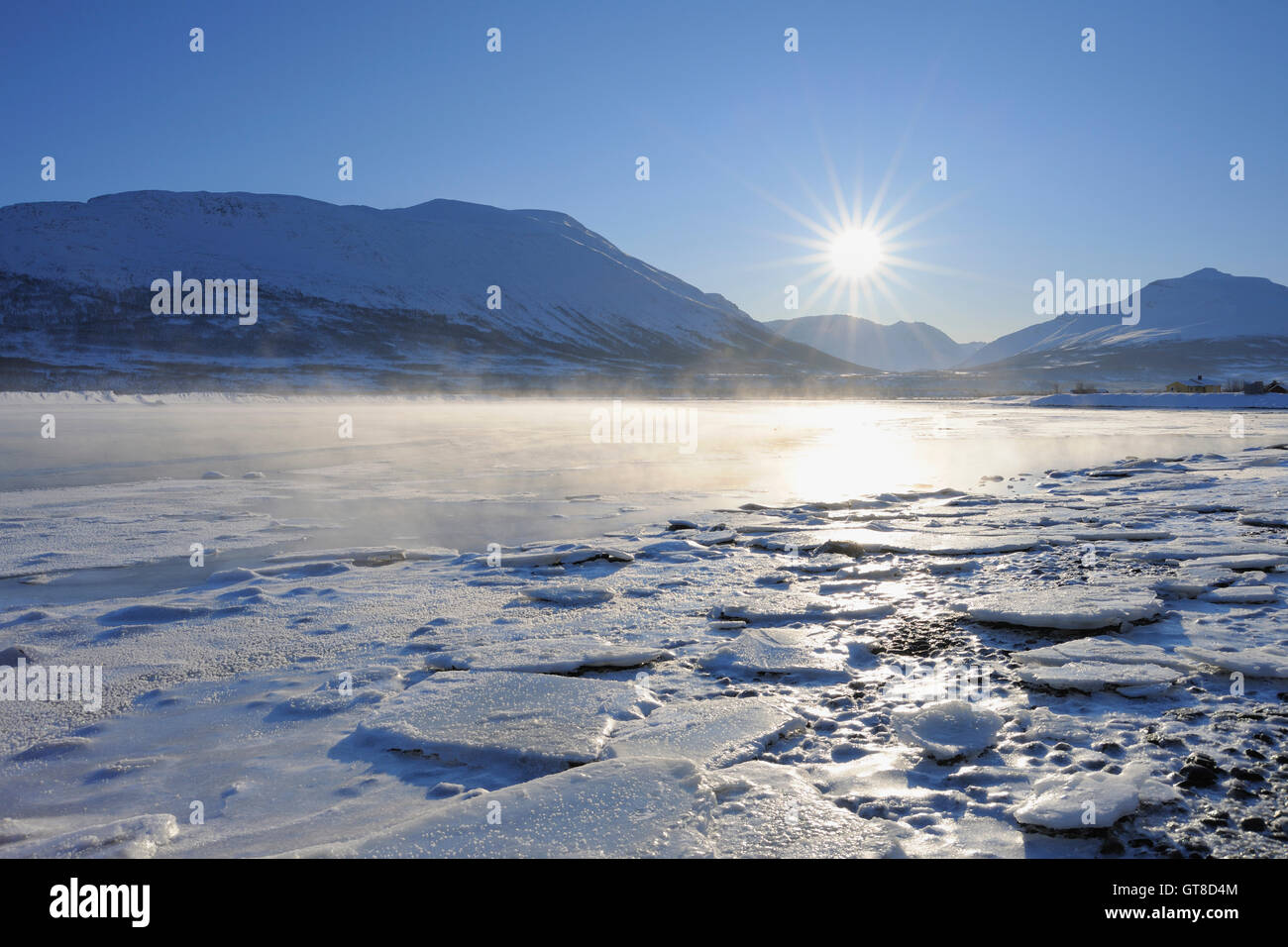 Winter Scene, Breivikeidet, Troms, Norway Stock Photo