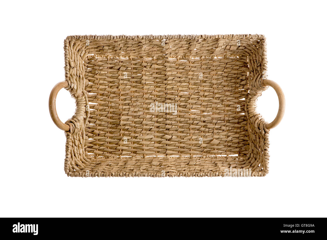 Rectangular Wicker Basket On White Background Stock Photo