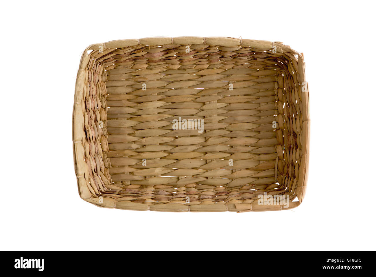 empty wicker basket tray with dividers isolated on white Stock Photo - Alamy