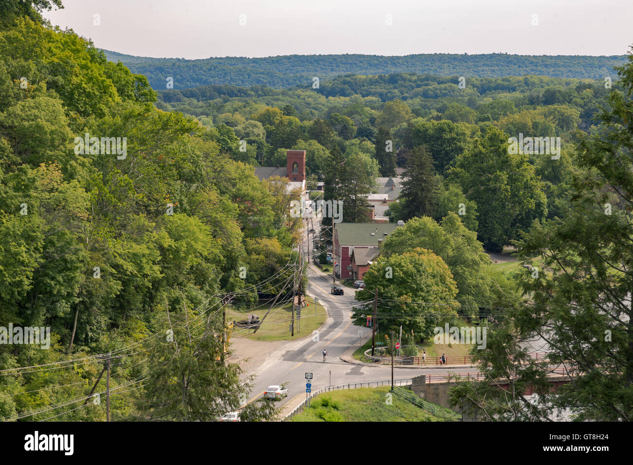 View from the Wallkill Valley Rail Trail of Rosendale, New York Stock