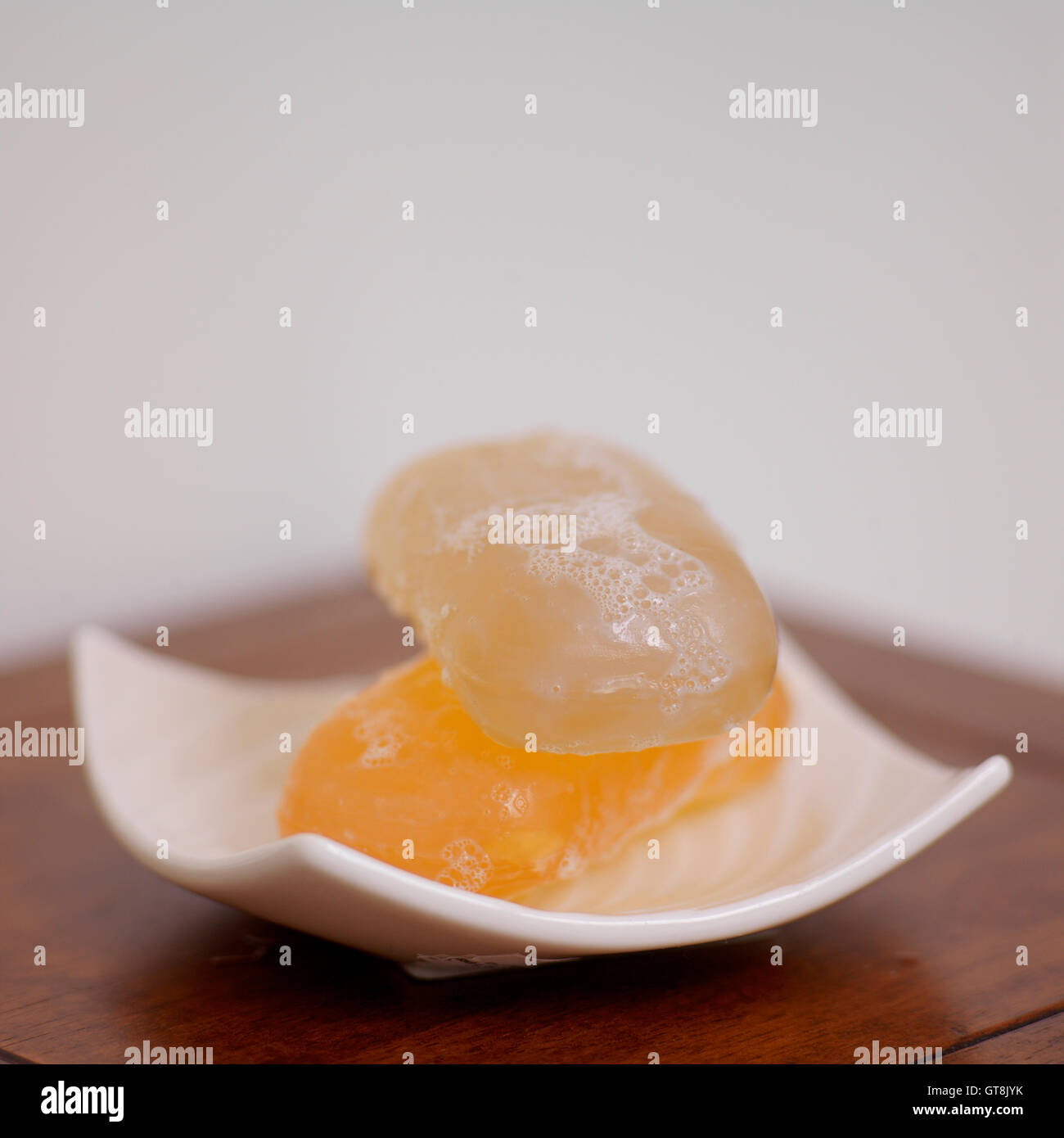 Two Bars of Soap Stacked in White Soap Dish Stock Photo Alamy