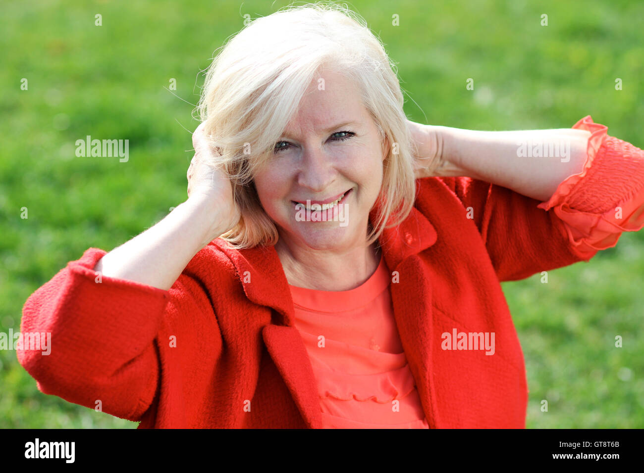 Closeup portrait of a happy mature woman Stock Photo - Alamy