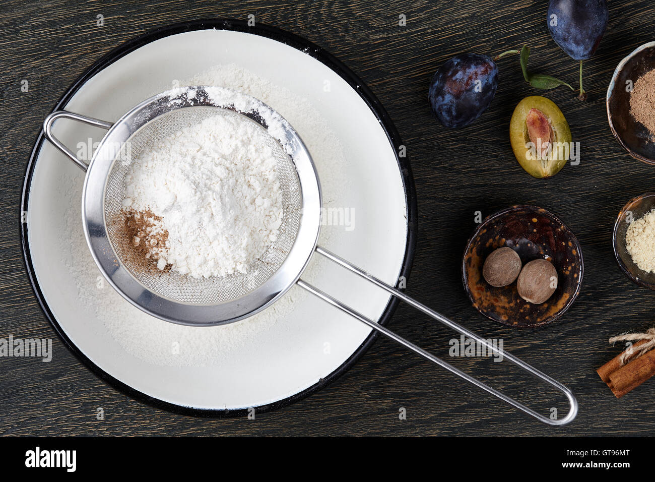 Plum pie cooking Stock Photo Alamy