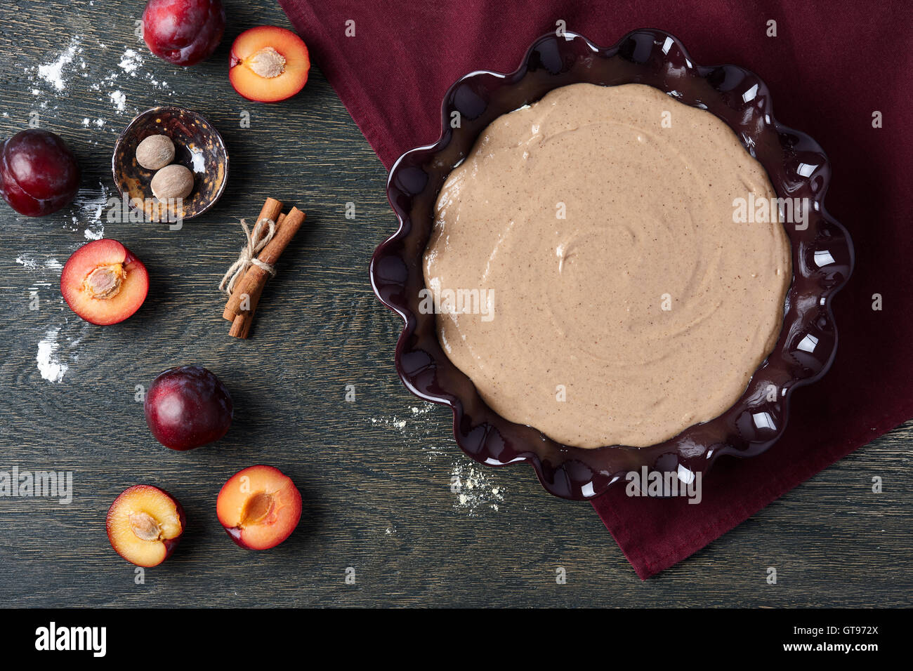 Plum pie cooking Stock Photo Alamy