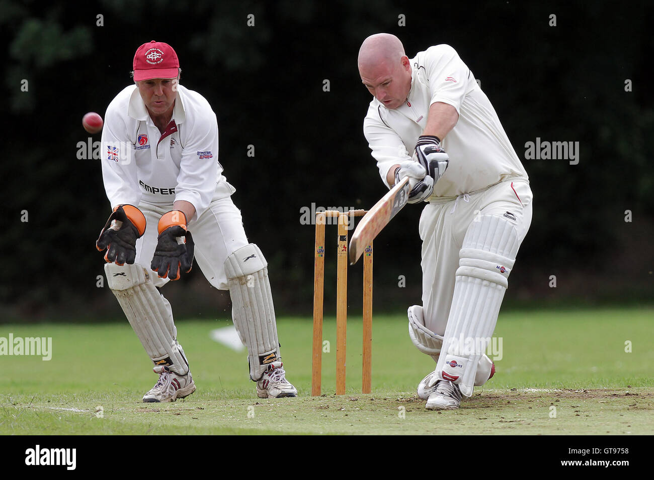 Danny Jones in batting action for Hornchurch - Hornchurch CC 5th XI vs Upminster CC 6th XI - Essex Cricket League at Met Police Sports Ground, Chigwell - 25/06/11 Stock Photo
