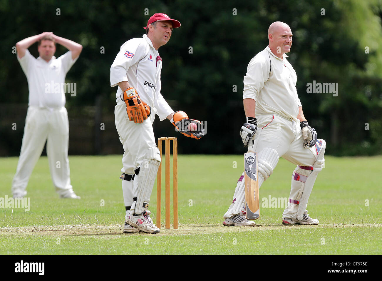 Danny Jones of Hornchurch survives a close shave - Hornchurch CC 5th XI vs Upminster CC 6th XI - Essex Cricket League at Met Police Sports Ground, Chigwell - 25/06/11 Stock Photo