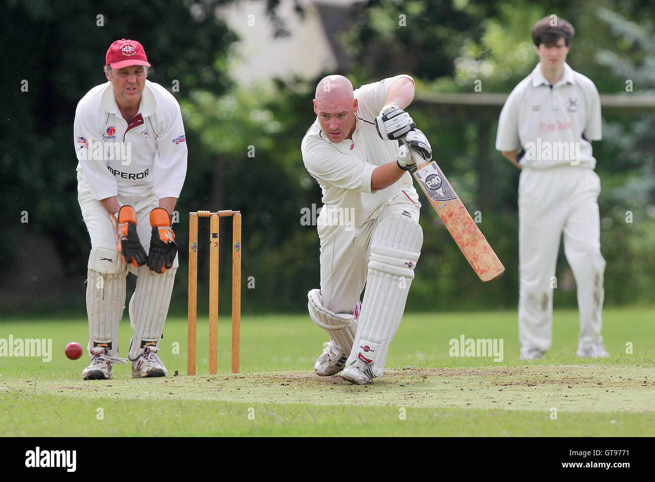 Danny Jones in batting action for Hornchurch - Hornchurch CC 5th XI vs Upminster CC 6th XI - Essex Cricket League at Met Police Sports Ground, Chigwell - 25/06/11 Stock Photo