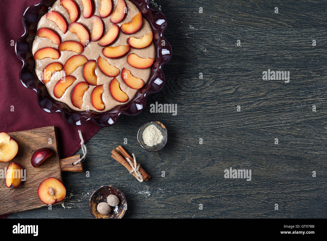 Plum pie cooking Stock Photo Alamy