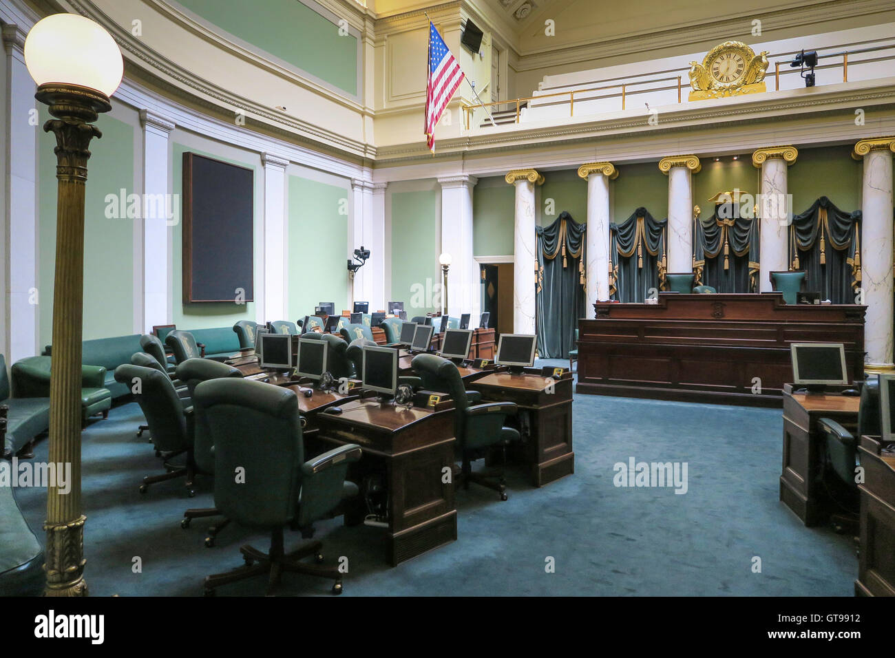 Senate Chamber, State House in Providence, Rhode Island, USA Stock Photo